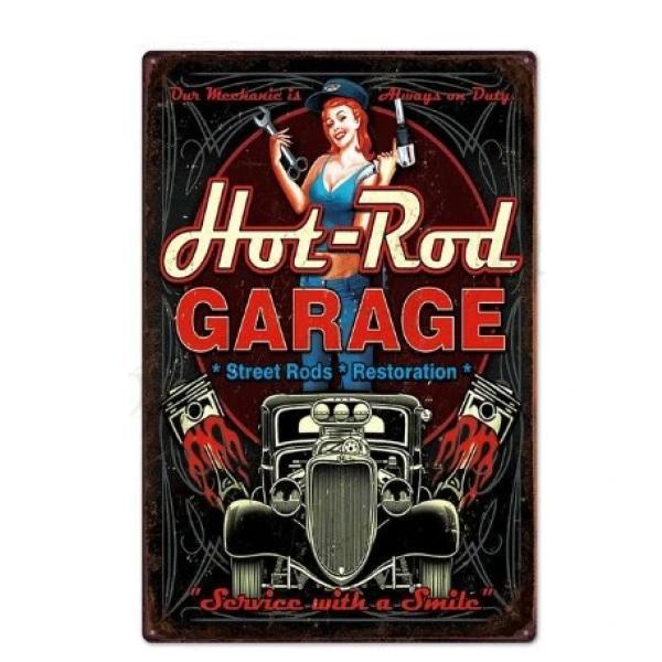 Plaque métal Garage rétro Vintage en relief - Location par thème/Voitures  - La festibox