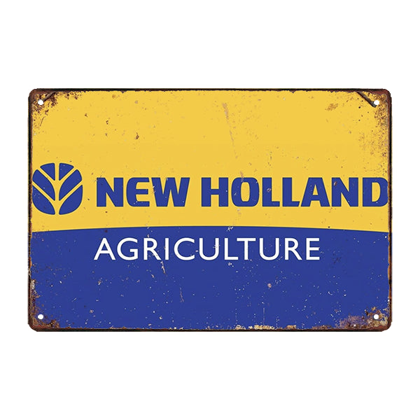 SIGNCHAT Plaque Murale Métal Vintage "New Holland Farm" 20x30cm - Décoration Style Ancien Intérieur Extérieur