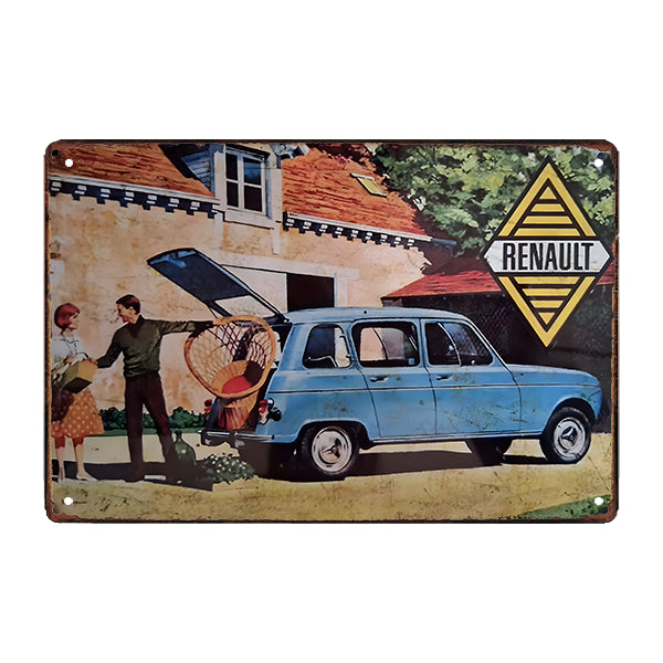 Plaque métal Renault 4L tour Eiffel 15 x 20 - Plaques/Automobile