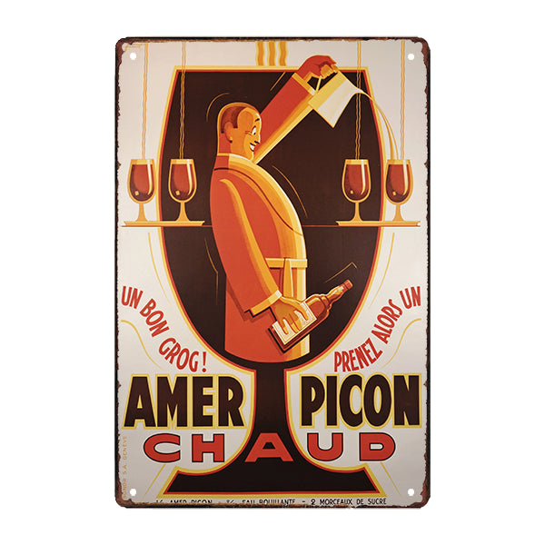 Plaque Publicitaire Ancienne Métal Picon Planète Vintage 