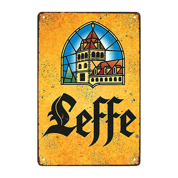 Targa In Metallo Vintage Leffe Belgio 30x20 Cm: Decorazione Retrò Per Parete, Perfetta Per Bar, Cucina E Garage