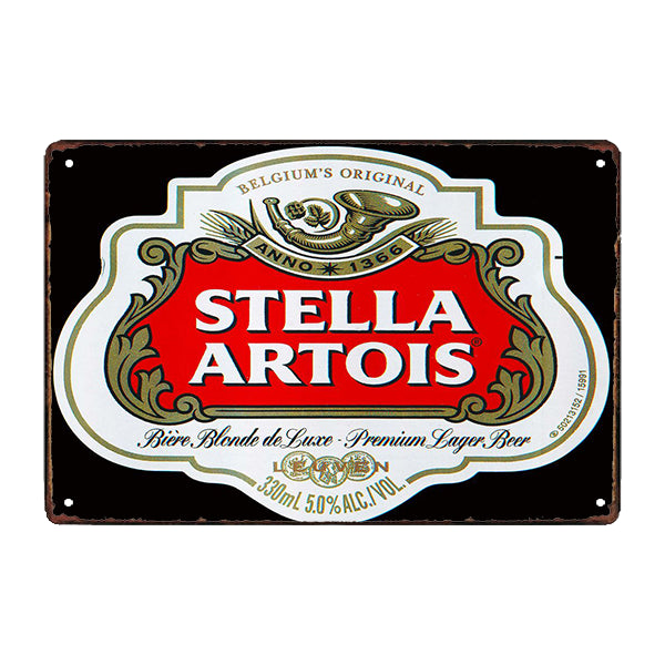 Plaque Murale Métal Rétro Stella Artois - 20,3 X 30,5 Cm, étanche, Pré-percée - Décoration Bar, Cave, Cadeau Pour Amateurs De Bière