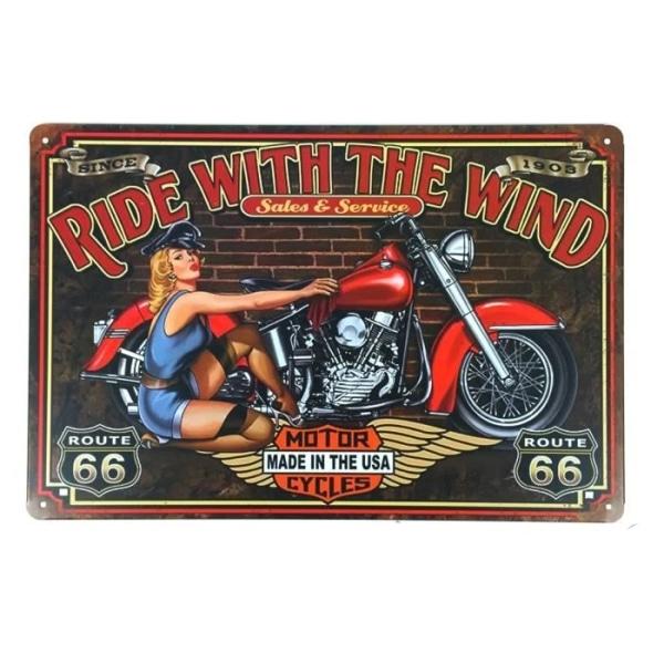 Plaque Métal Vintage Pin-Up - 30x20 Cm - Déco Garage, Atelier, Moto - Style USA Rétro