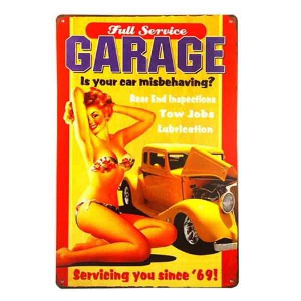 Plaque Émaillée Vintage Garage