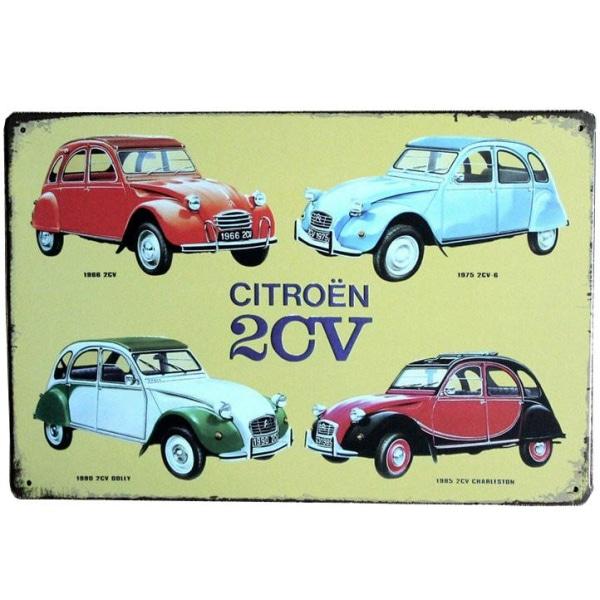 Plaque Métal Citroën 2 CV Blanche - Création Art Vintage/Citroen - Art  Vintage