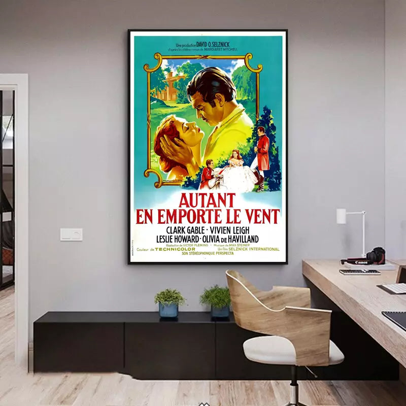 Poster Autant En Emporte Le Vent - Affiche Vintage 70x90cm - Papier Haute Qualité