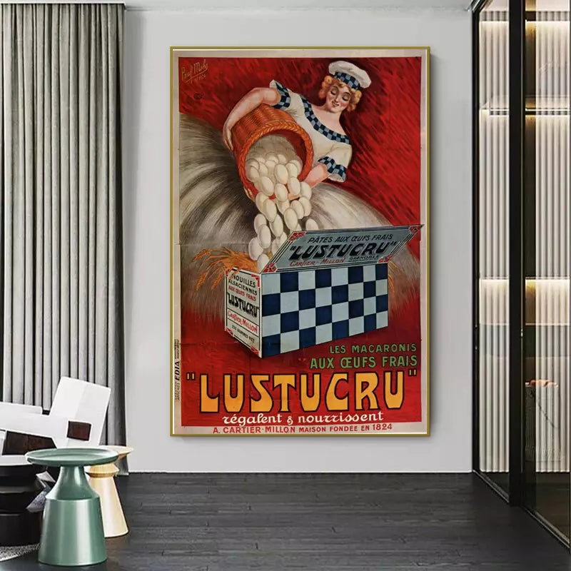 Affiche Vintage Pâtes Pèr' Lustucru, Poster Haute Qualité 40x60 Cm