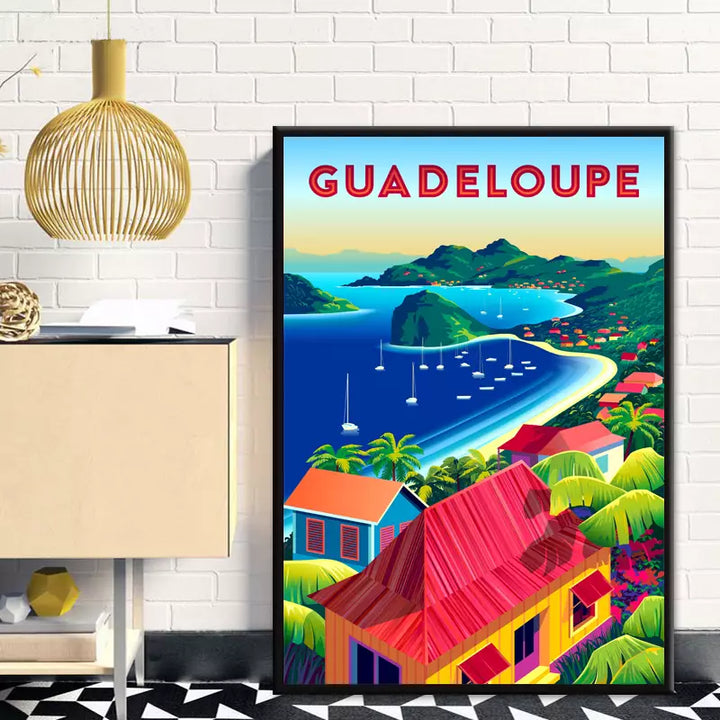 Poster Vintage Voyage Guadeloupe 50x75cm - Décoration Murale France