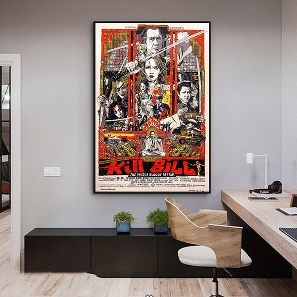 Poster de couverture du film Kill Bill - Peinture décorative sur toile - Décoration moderne pour chambre à coucher - 40 x 60 cm