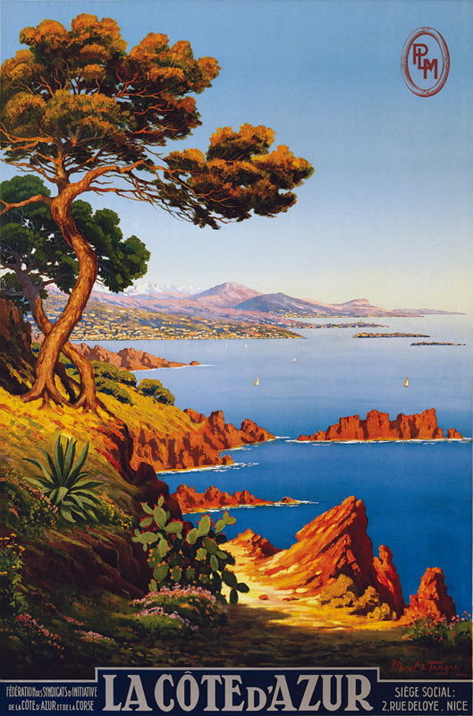 Affiche 50x70 - Littoral de la Cote d'Azur - Côte d'Azur