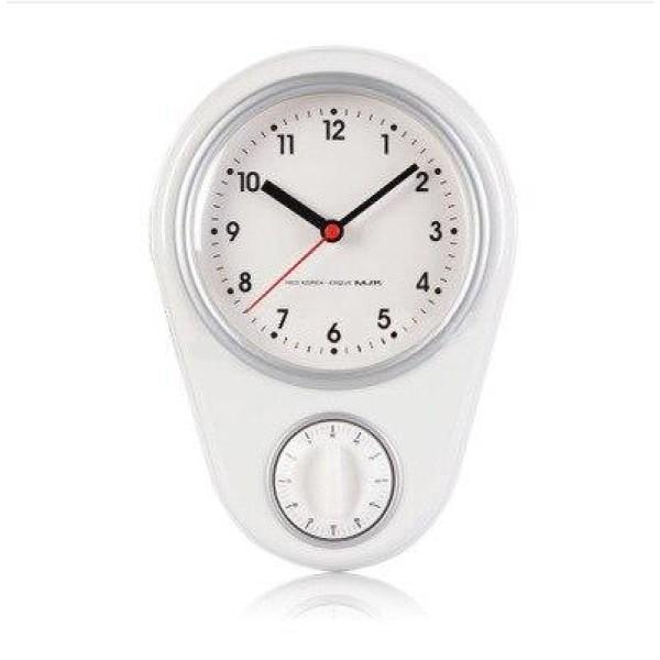 Horloge murale design rétro des années 50 « Kitchen » avec minuteur, Rot