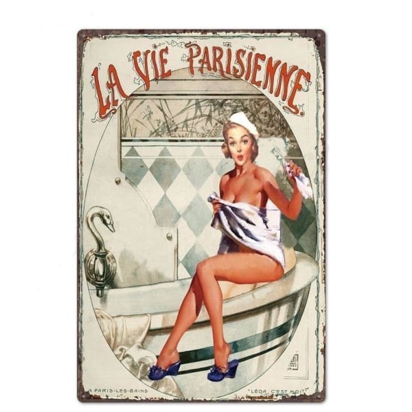CARTELLO TARGA IN Metallo Pin Up Art Adulti Balle di fieno Lingerie