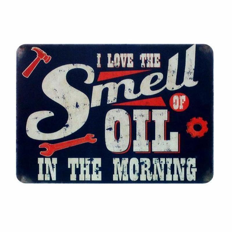 Plaque Métal Vintage Smell Oil Planète Vintage 