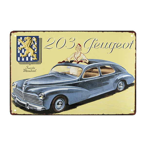Plaque Publicitaire émaillée Bombée PEUGEOT Automobile - 15 X 21 Cm - Métal